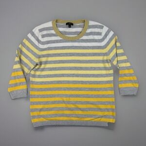 Preppy Stripe Sweater Yellow Gray Petite Talbots Womens MP